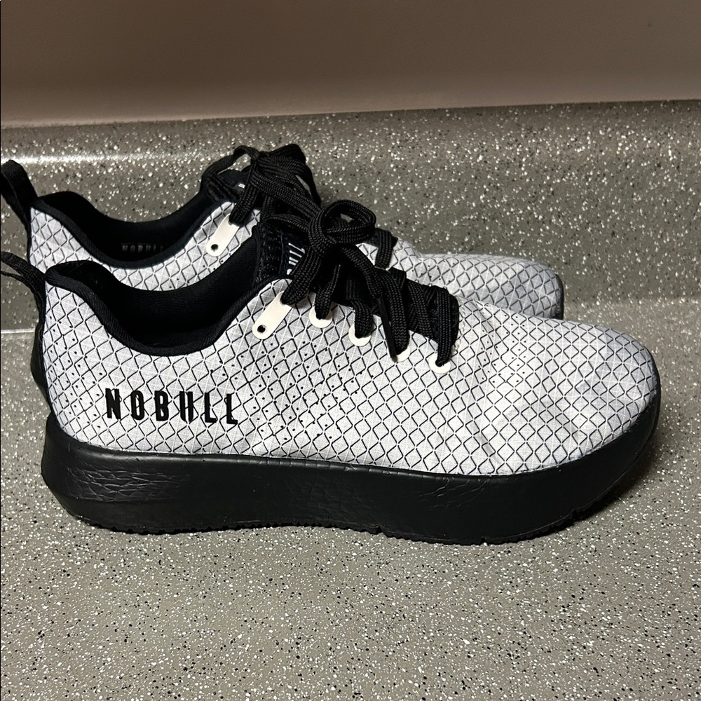 NOBULL White and Black Mesh Sneakers